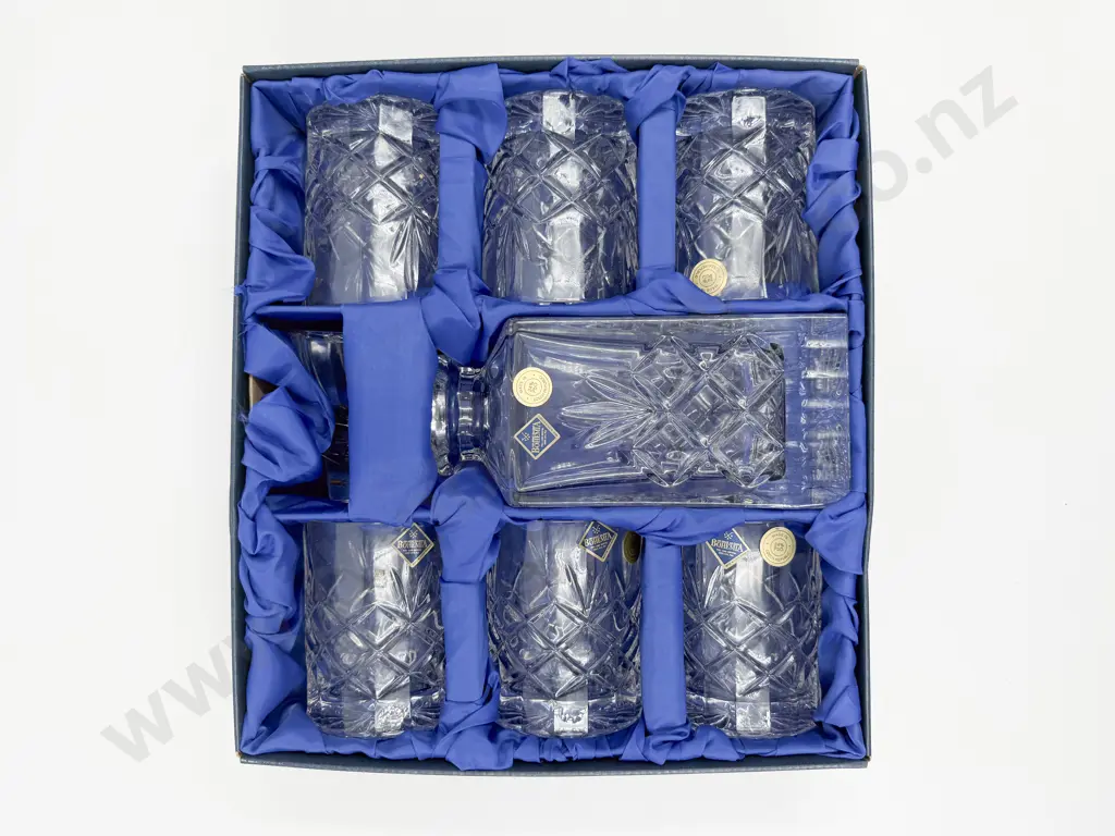 Bohemia Crystal Whisky Decanter & Six Tumbler Boxed Set Image 1++