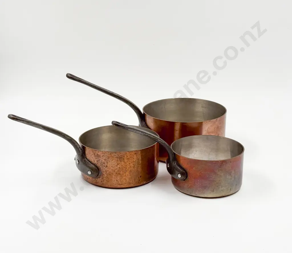 Three French Heavy Chef's Copper Pots Image 1++