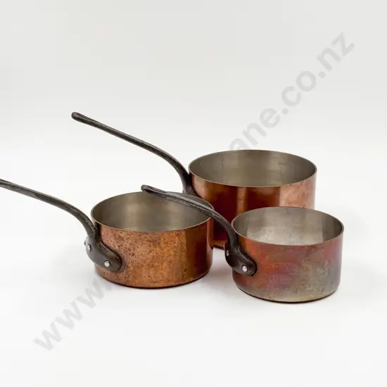 Three French Heavy Chef's Copper Pots