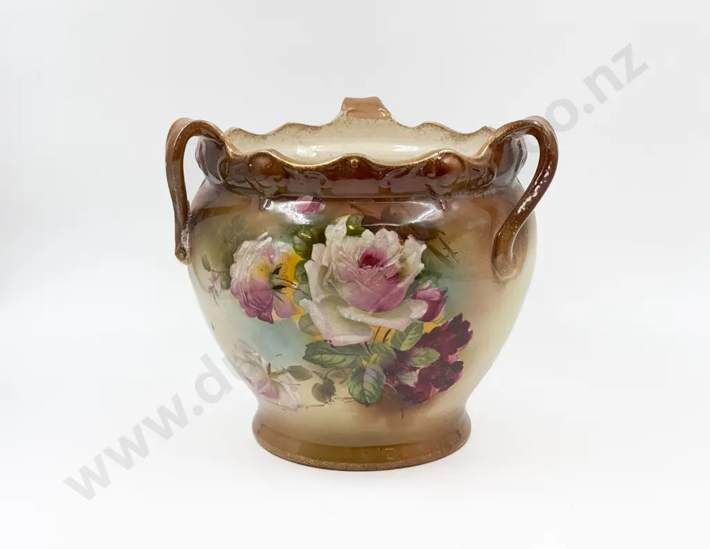 Large Tri-Handled Ceramic Jardinière Image 1++