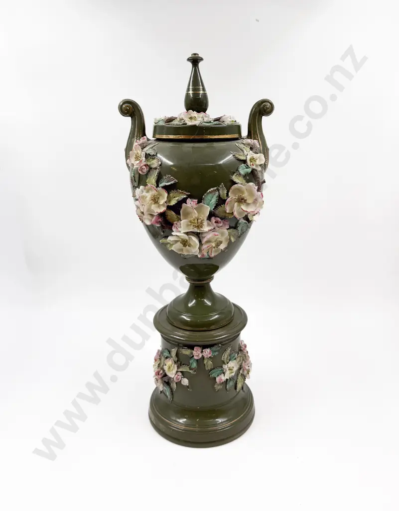 Large Floral Decorated Lidded Urn Image 1++