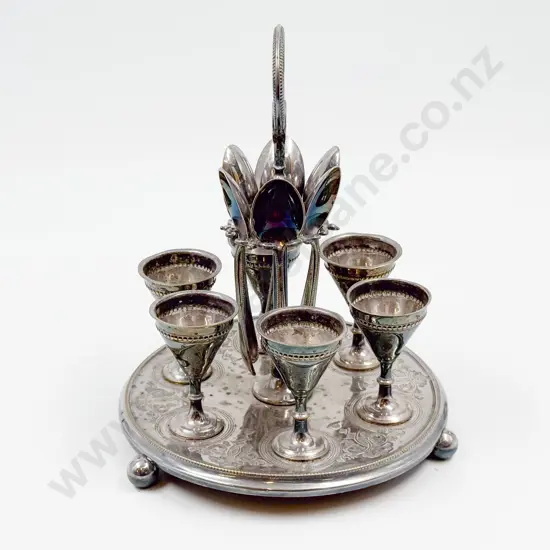 S/P Egg Cup and Spoon Set on Stand