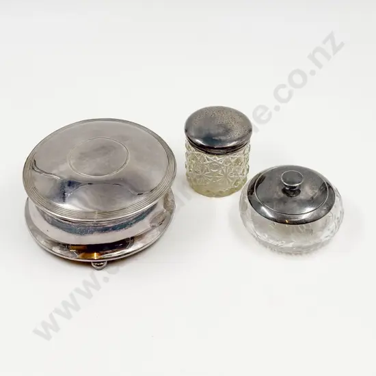 Two S/S Lidded Vanity Jars and Other