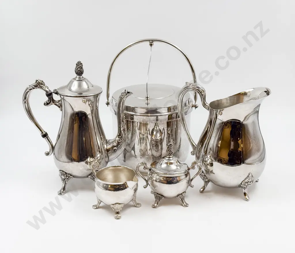 S/P Four Piece Tea Set with Ice Bucket Image 1++