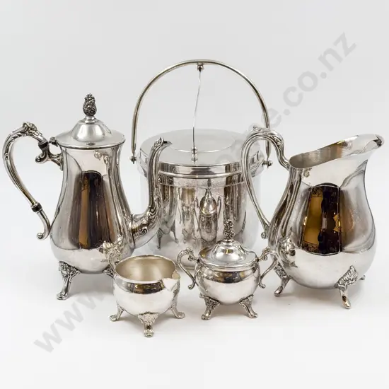 S/P Four Piece Tea Set with Ice Bucket