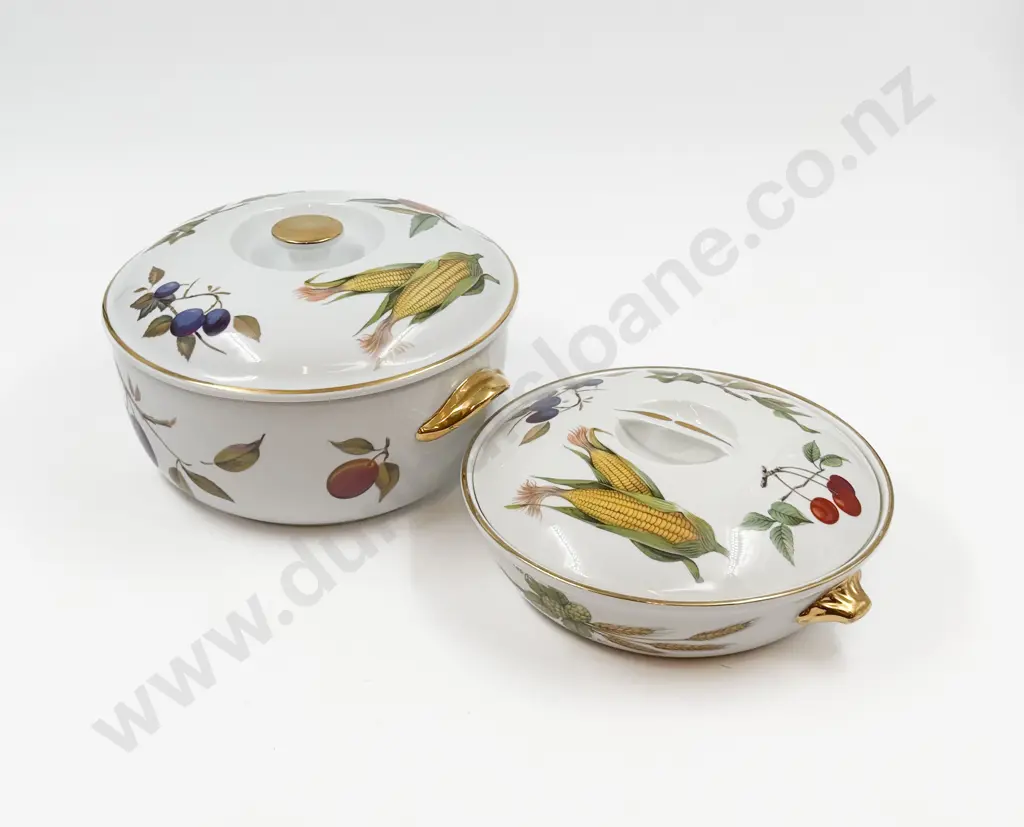 Two Royal Worcester Evesham Pattern Lidded Tureens Image 1++