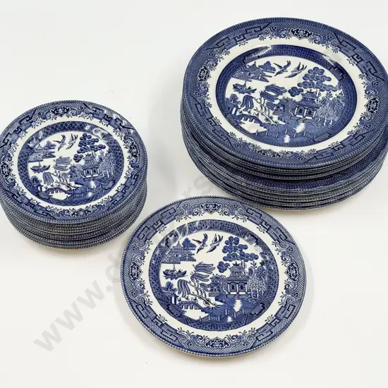 Quantity of Assorted Willow Pattern Plates