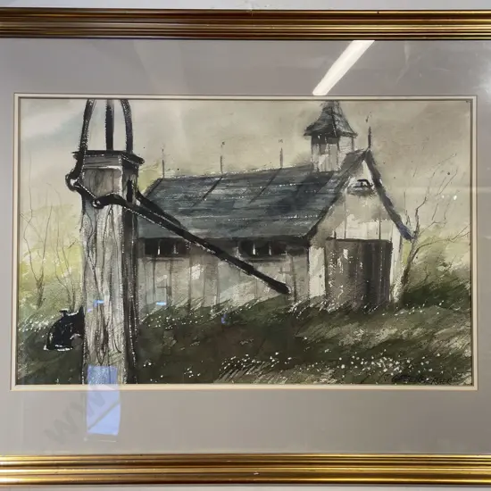 J. Greenberger - Cottage Scene - Mixed Media on Paper