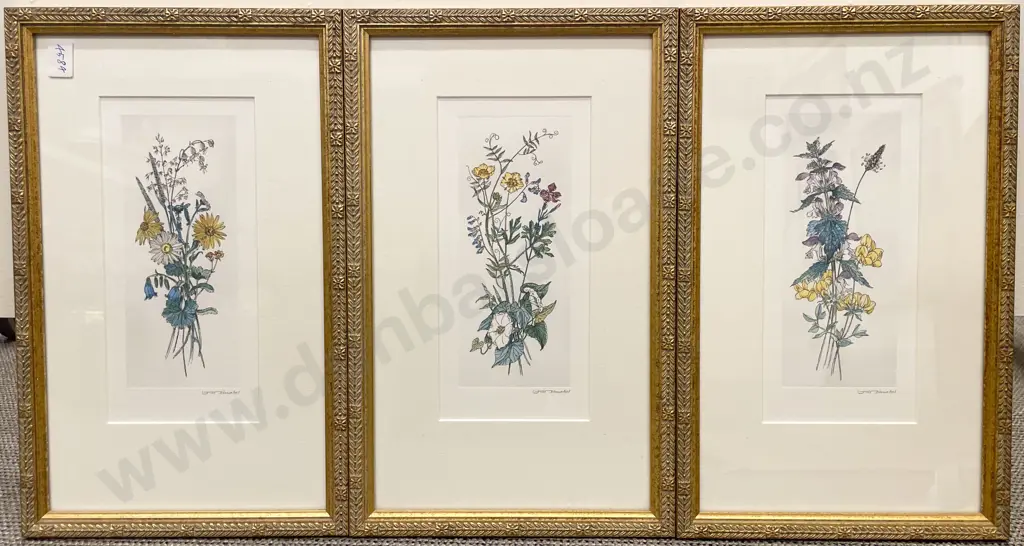 Three Indistinctly Signed Botanical Study Prints & Other Image 1++