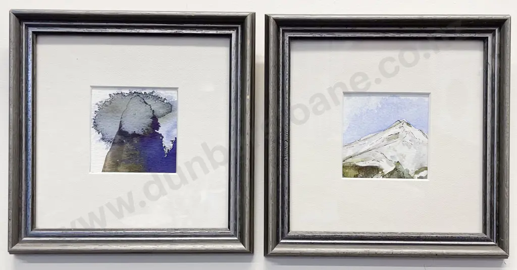 Judy Sanders - Pair of Small Landscapes - Watercolour & Ink on Paper Image 1++