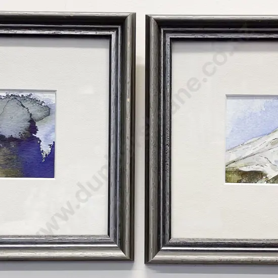 Judy Sanders - Pair of Small Landscapes - Watercolour & Ink on Paper