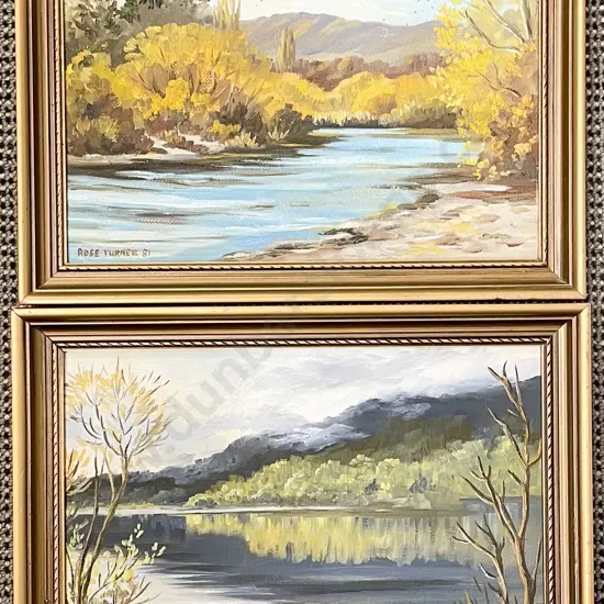 Rose Turner - "Greenstone Lake" & "Lake Taupo" - Oil on Board