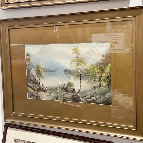 Milton Drinkwater - Riverside Scene with Sheep - Watercolour