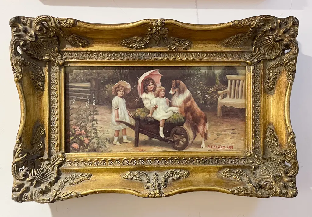 A. J. Elsley - Scene with Children & Dog - Reproduction Print Image 1++