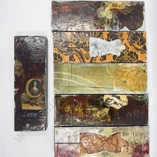 A Set of Six M. Emerson Mixed Media Works on Canvas