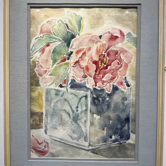 Greta Graetzer - "Peonies in a Chinese Vase"- Watercolour