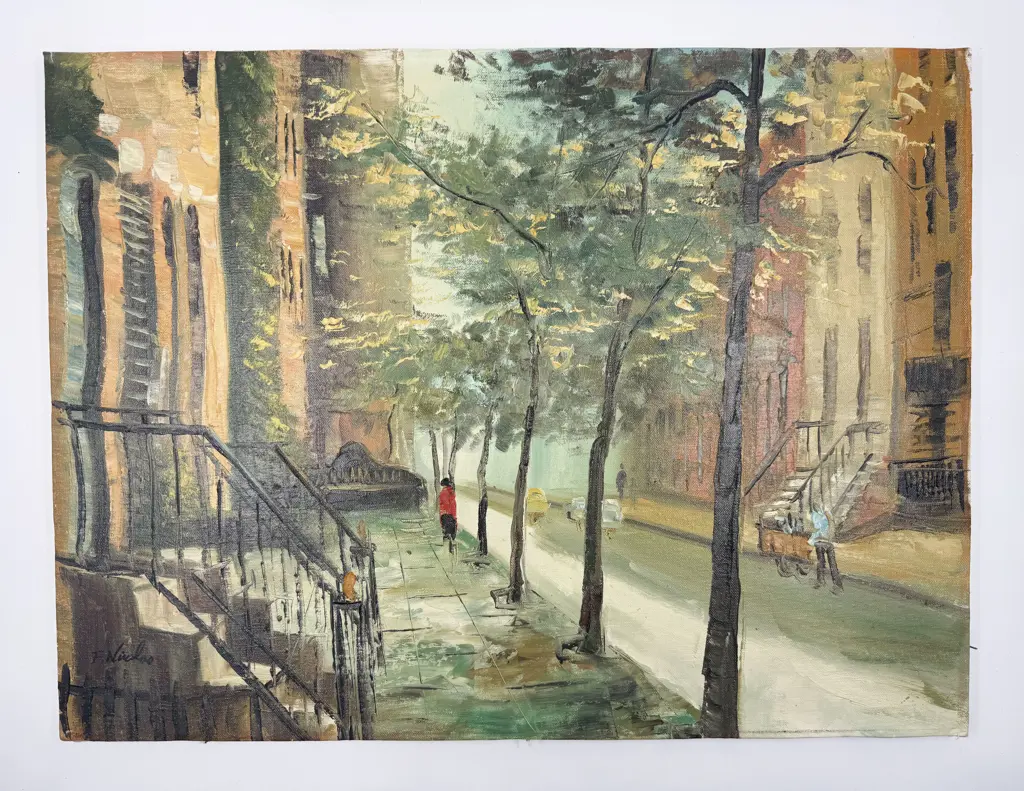 F. Nicolas - Street Scene - Oil on Canvas Image 1++