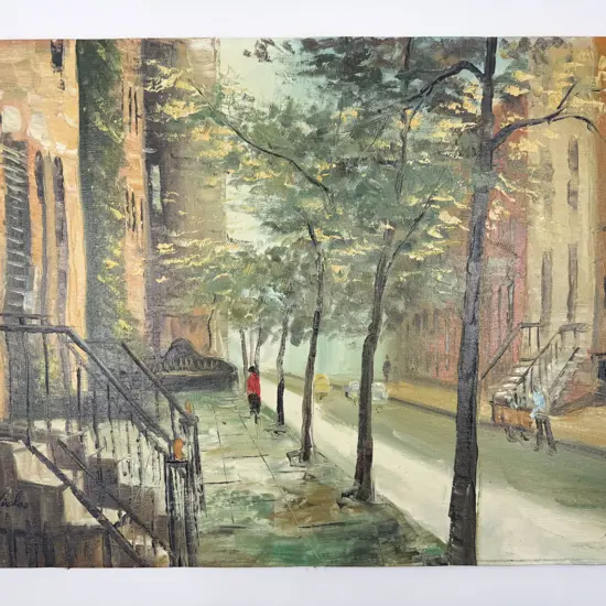 F. Nicolas - Street Scene - Oil on Canvas