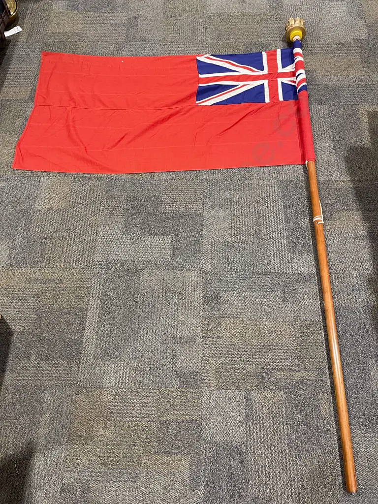 British Red Duster Flag with Decorative Adornment Two Flag Pole Image 1++