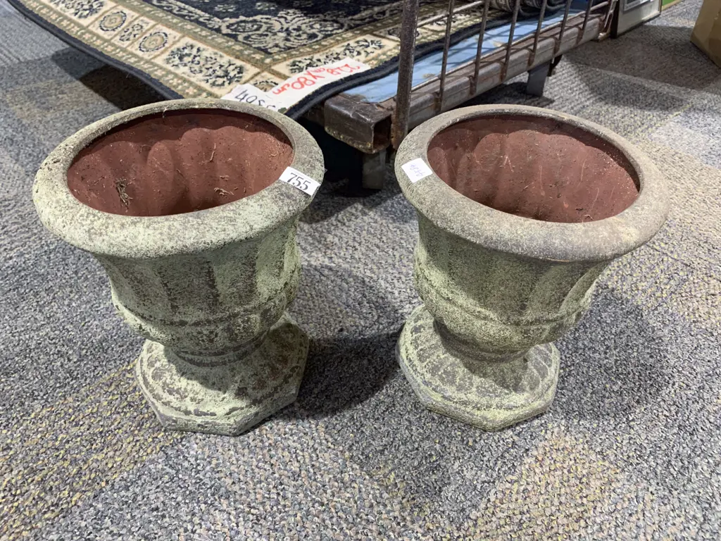 Pair of Terracotta Vase Form Planters Image 1++