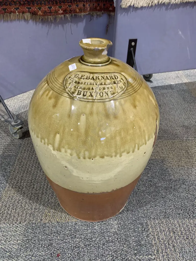 Vintage G. F. Barnard Large Stoneware Bottle Image 1++