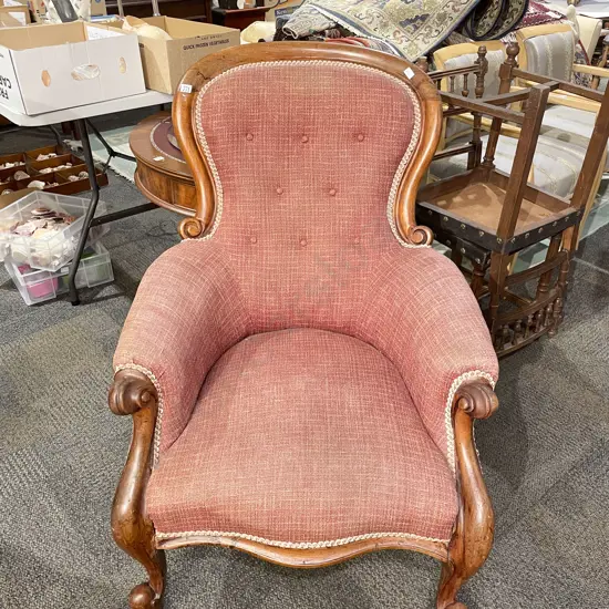 Victorian Button Back Grandfather Chair