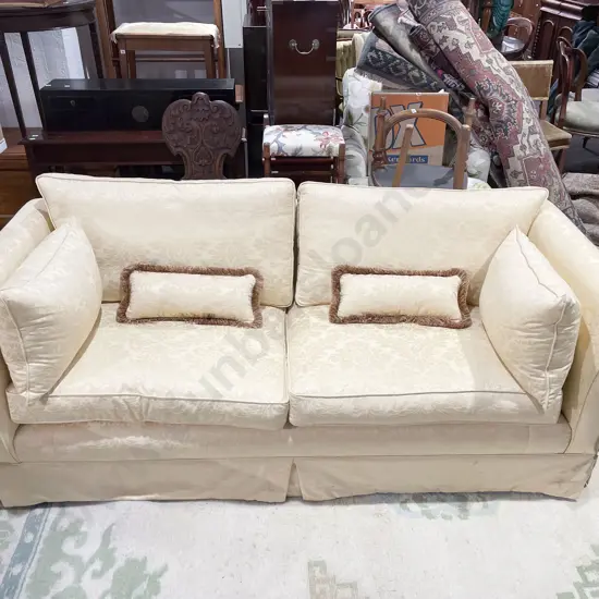 Brocade Upholstered Cushioned Couch