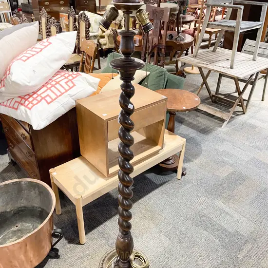 Good Proportion Turned Beachwood Standard Lamp