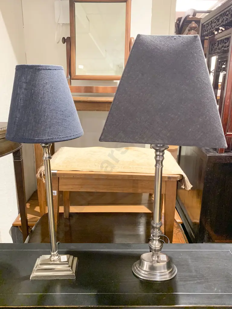Pair of Modern Metal Table Lamps Image 1++