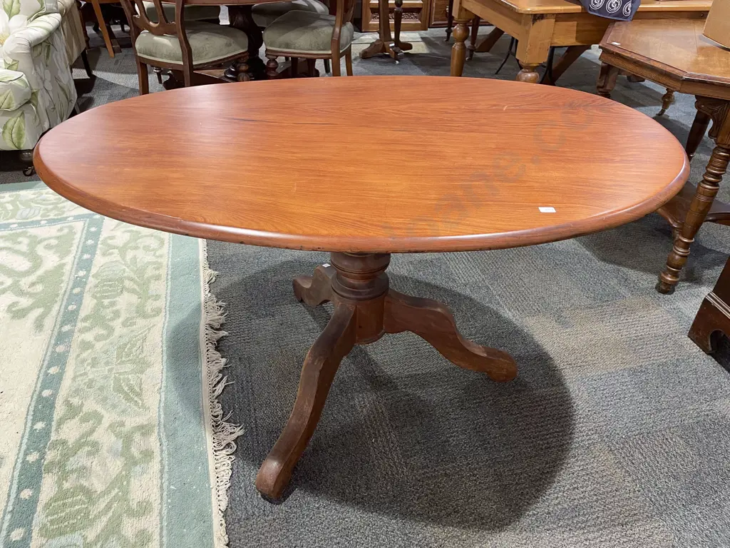 NZ Restored Colonial Rimu Tilt Top Oval Table Image 1++
