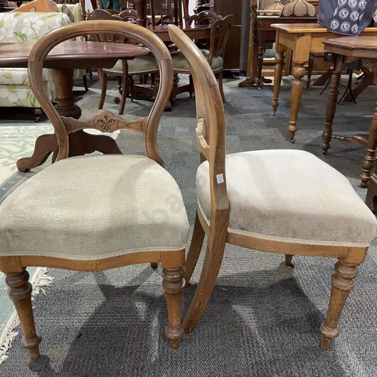 Pair of Victorian Walnut Balloon Back Dining Chairs