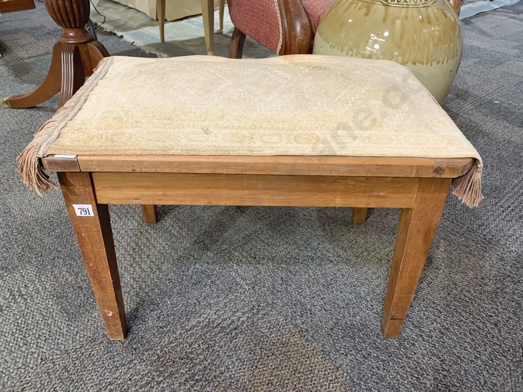 Early C20th NZ Colonial Occ. Table and Piano Stool Image 1++