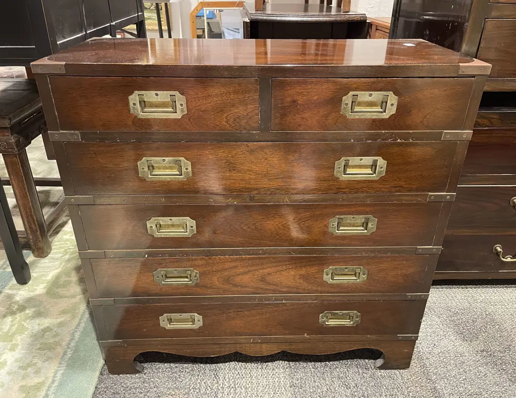 Modern Small Proportion Mahogany Military Chest with Brass Fittings Image 1++