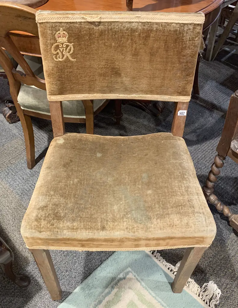 1937 George VI Coronation Chair by W Hands & Sons (velvet upholstery in poor condition) Image 1++