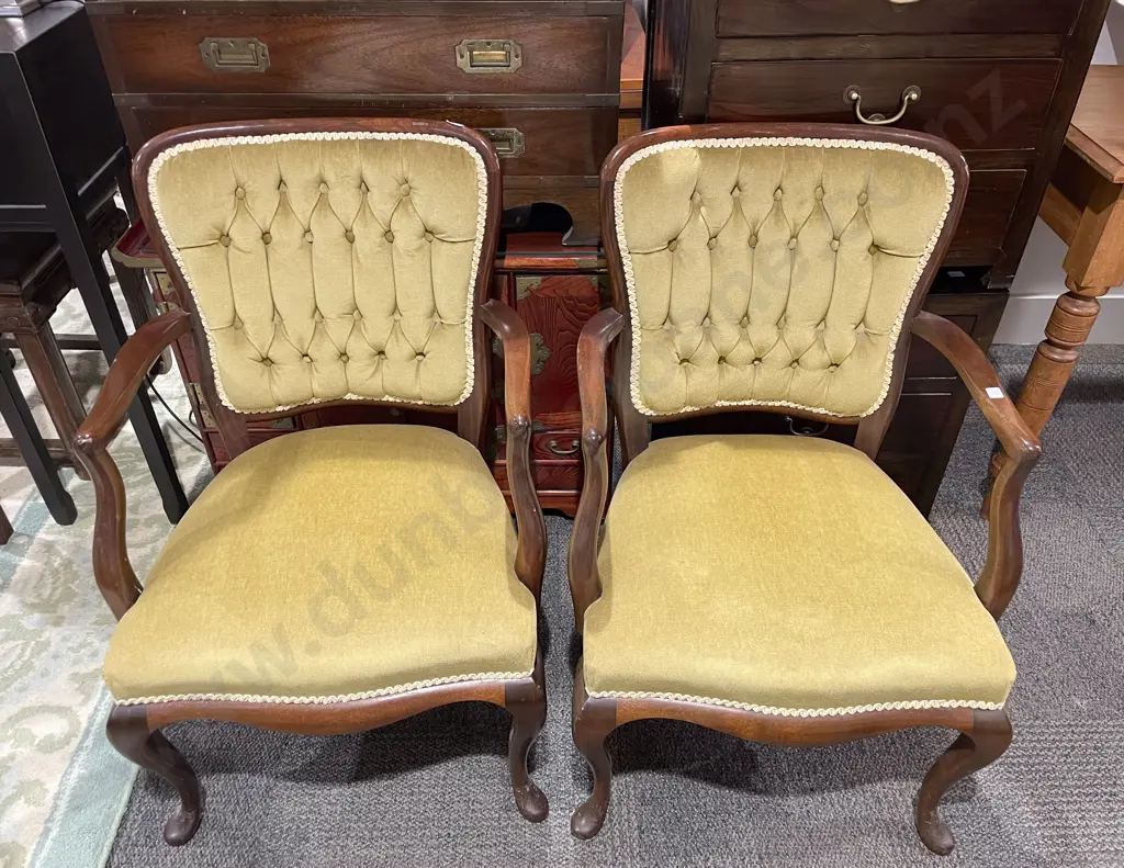 Pair of Mahogany Open Arm Bridge Chairs Image 1++