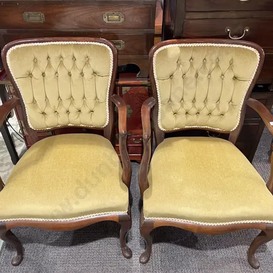 Pair of Mahogany Open Arm Bridge Chairs