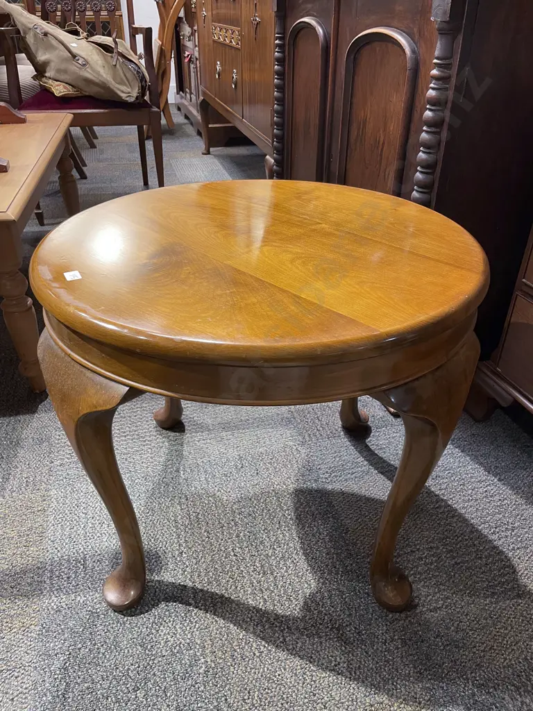Circa 1930's Beech Glass Top Circular Coffee Table Image 1++