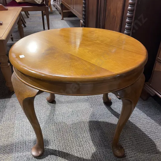 Circa 1930's Beech Glass Top Circular Coffee Table