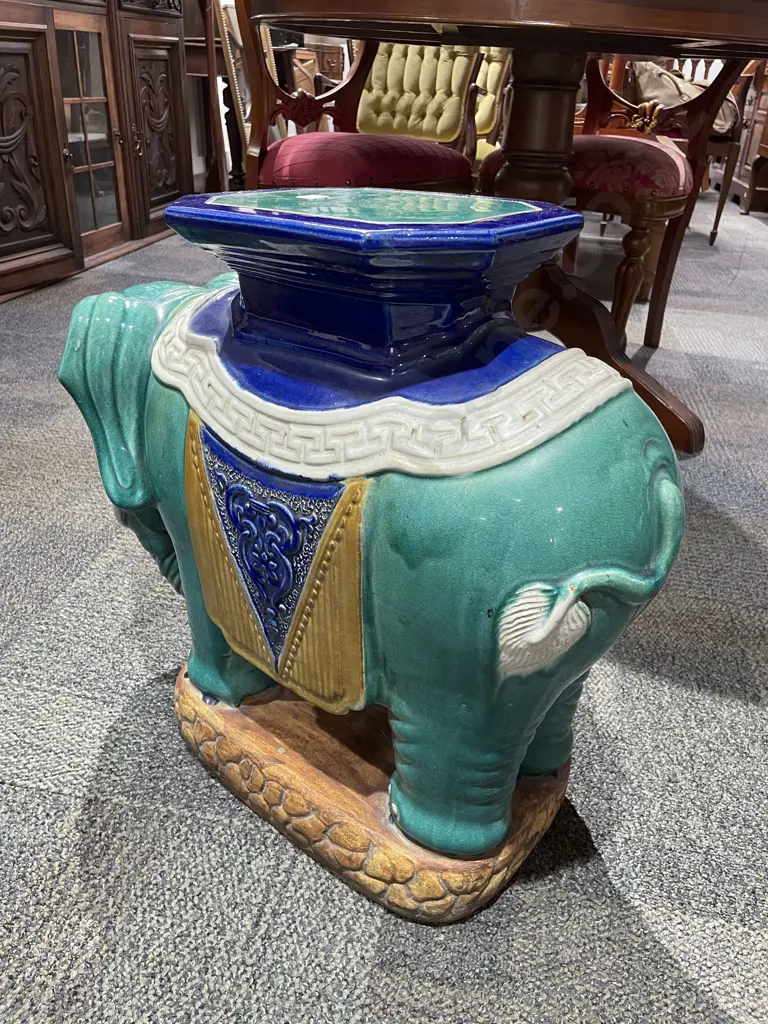Glazed Pottery Elephant Plant Stands Image 1++