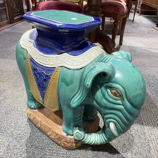 Glazed Pottery Elephant Plant Stands