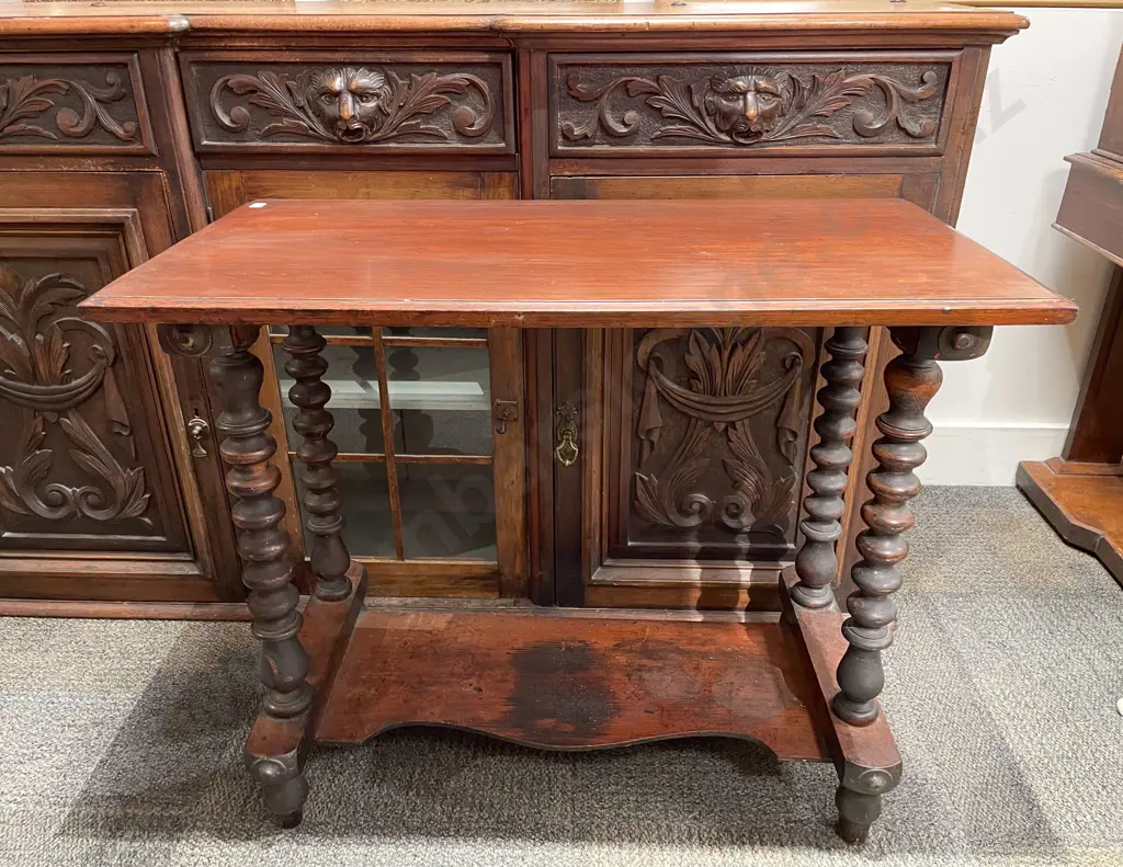 Stained Kauri Rectangular Side Table with Barley Twist Supports Image 1++