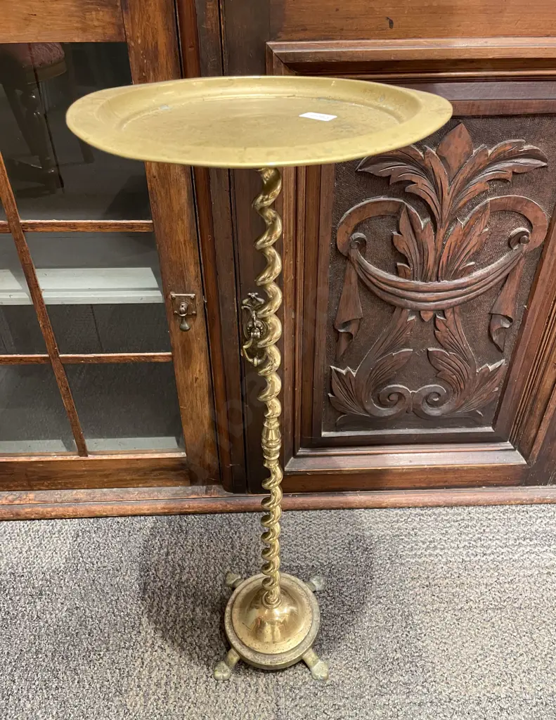 All Brass Barley Twist Plant Stand Image 1++