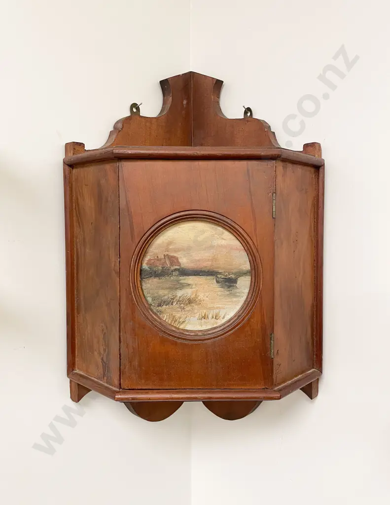 NZ Colonial Corner Cupboard with Painted Panel Image 1++