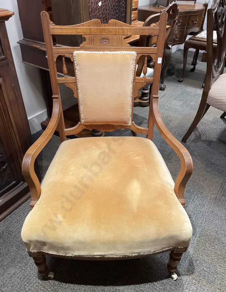 Victorian Mahogany Parlor Arm Chair Image 1++