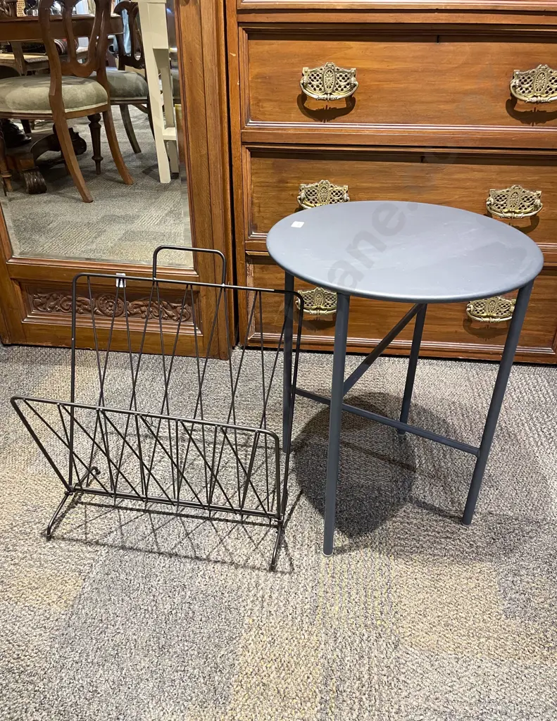 Metal Occ. Table and Magazine Stand Image 1++