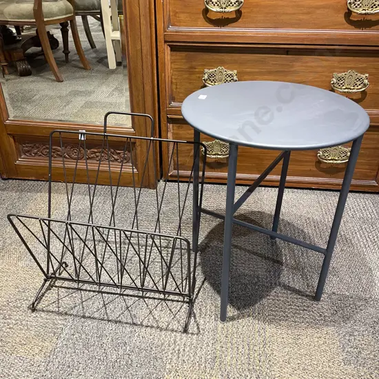 Metal Occ. Table and Magazine Stand