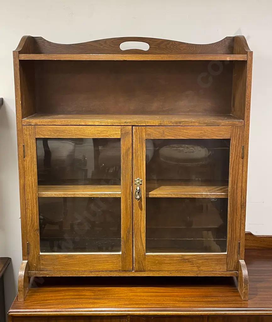 Oak Glazed Two Door Bookcase Image 1++