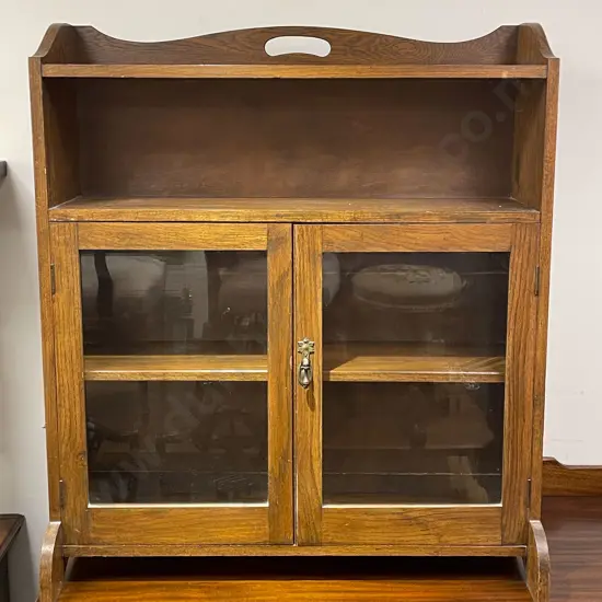 Oak Glazed Two Door Bookcase