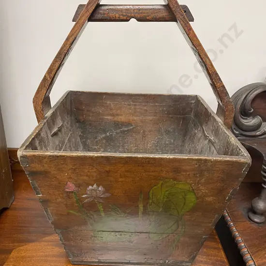 Painted Chinese Wooden Bucket