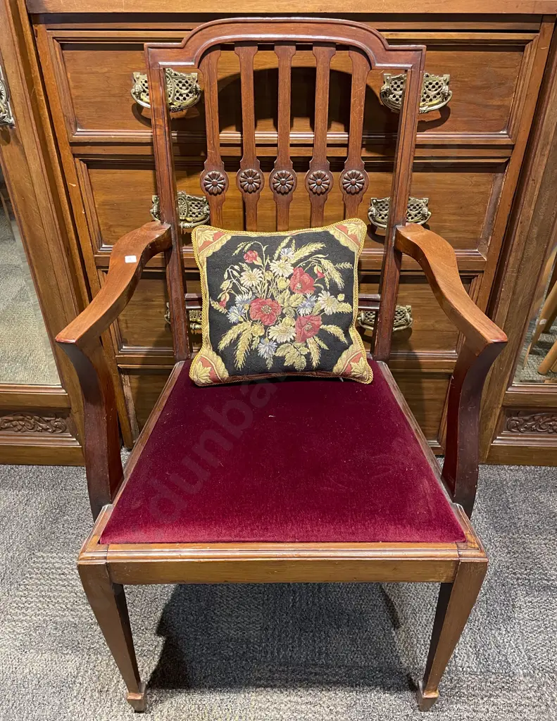 Edwardian Mahogany Open Elbow Chair Image 1++
